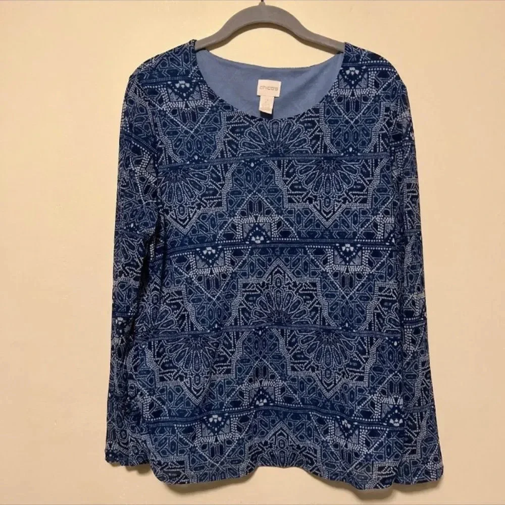 Chico's Long Sleeve Top Size 2/ Large